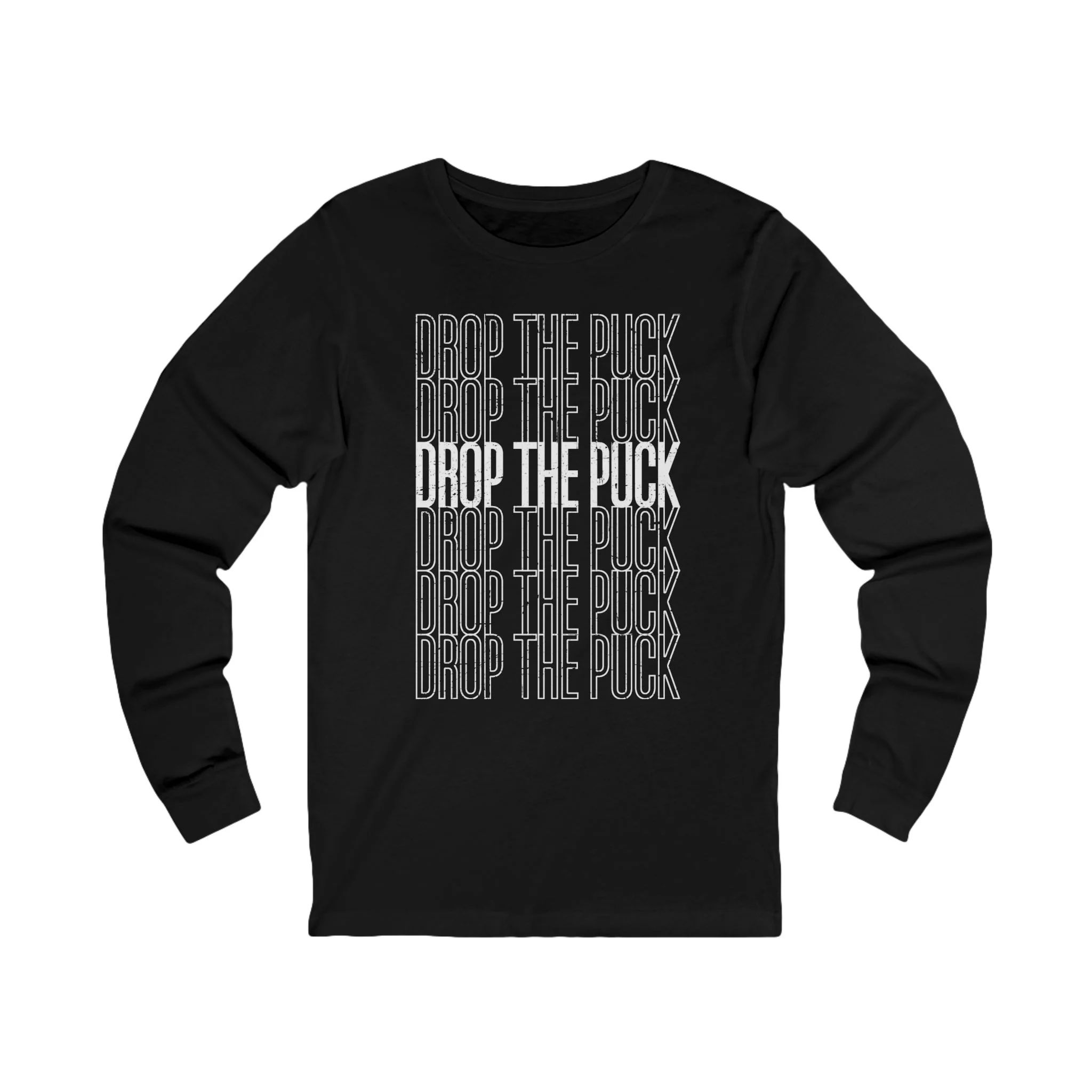 Funny Hockey Long Sleeve T-Shirt - Drop The Puck Unisex Hockey Long Sleeve Shirt - Image 2