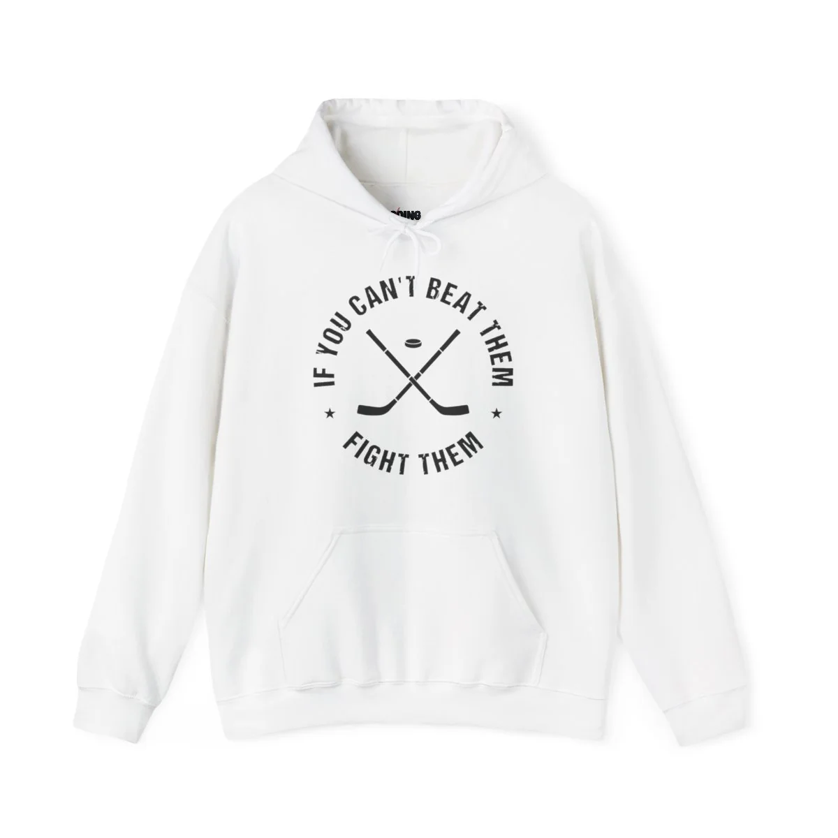 Funny Hockey Hoodie - If You Can't Beat Them Fight Them Unisex Hockey Hoodie - Image 2