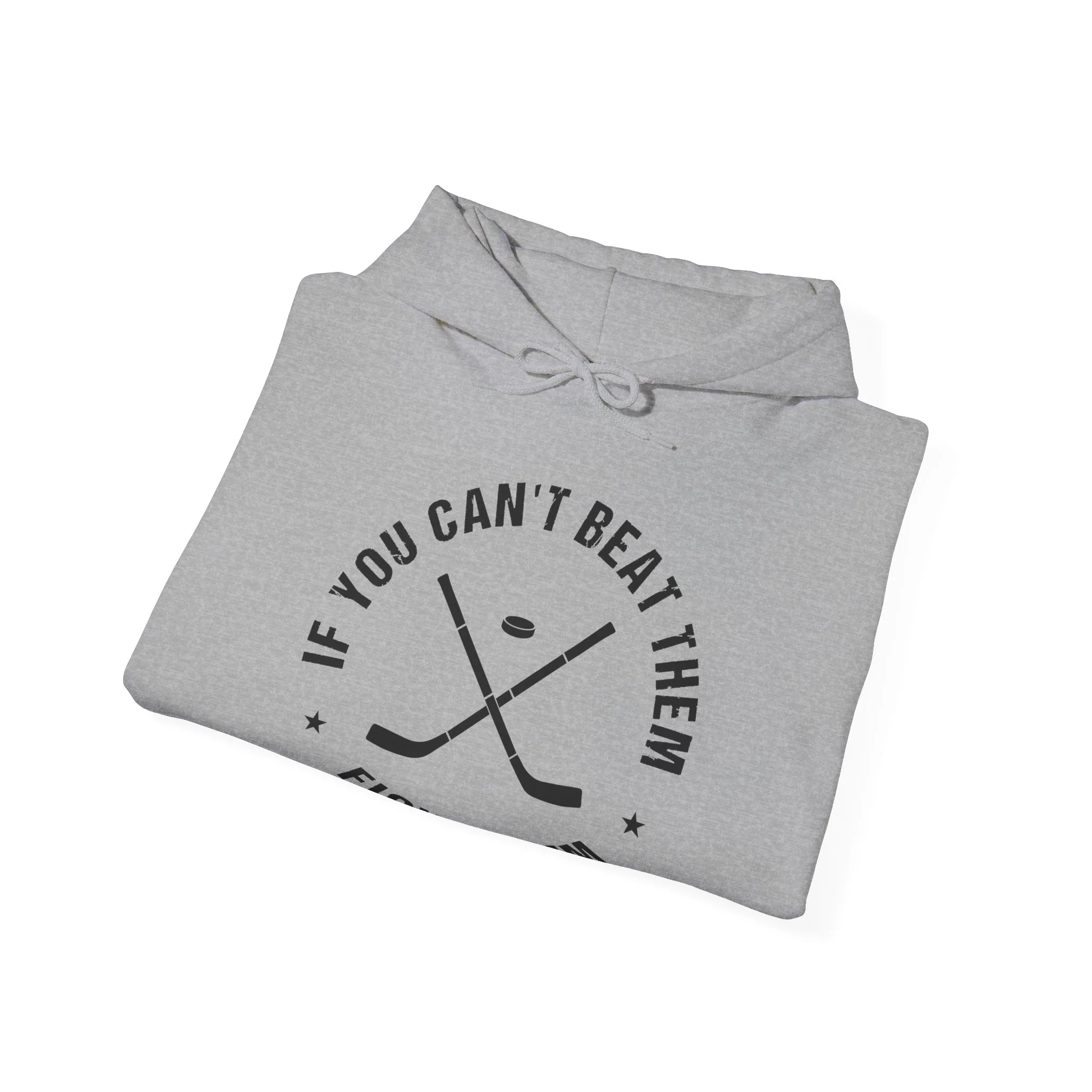 Funny Hockey Hoodie - If You Can't Beat Them Fight Them Unisex Hockey Hoodie - Image 9