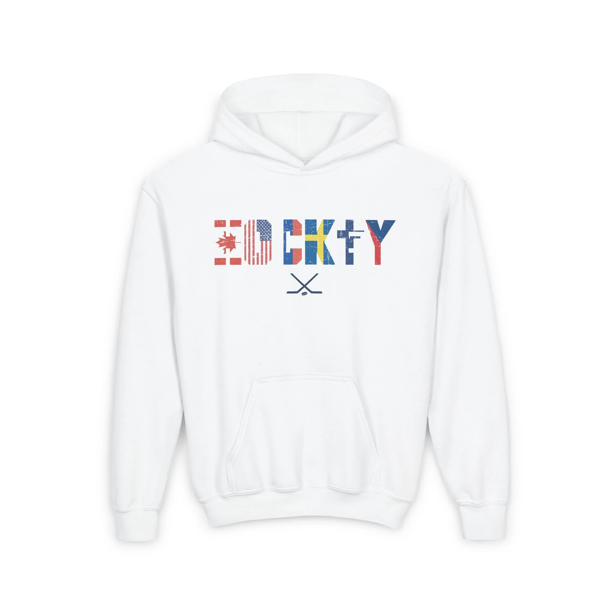 Kids Hockey Hoodie - International Hockey Flags Kids Hockey Hoodie