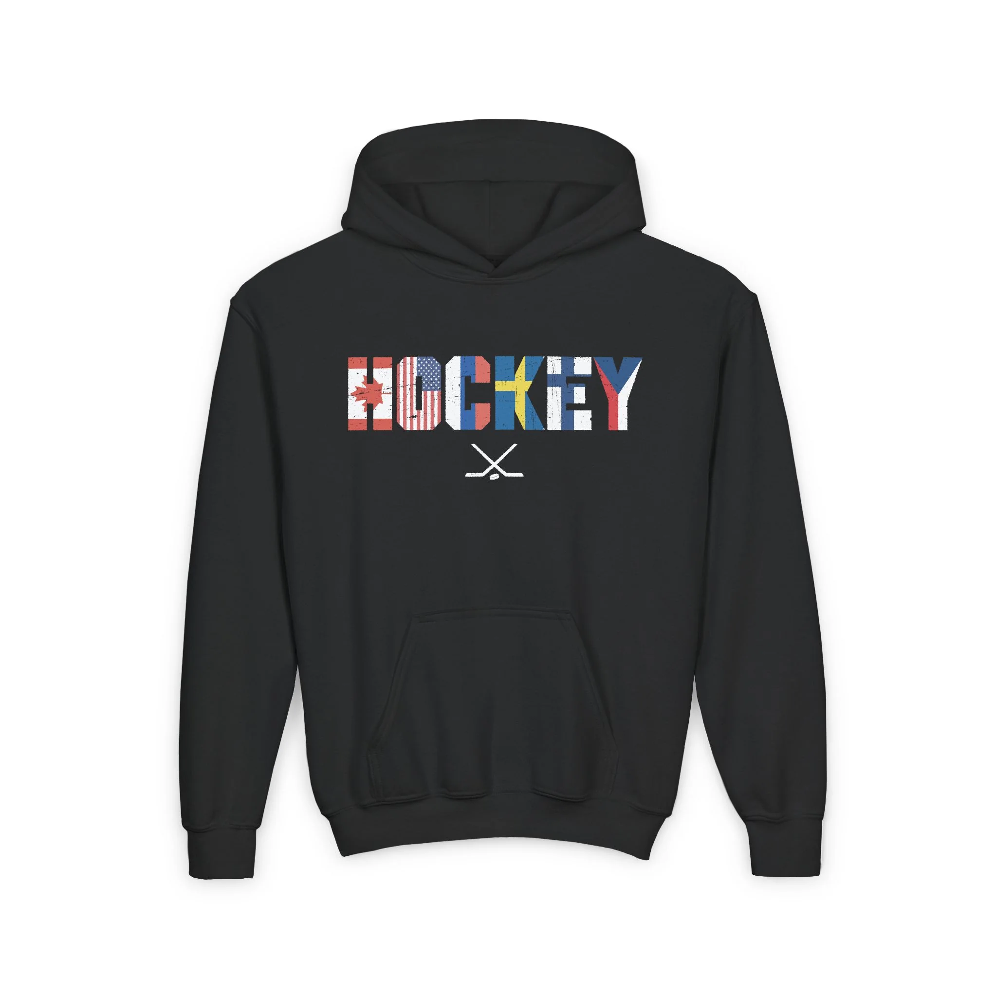 Kids Hockey Hoodie - International Hockey Flags Kids Hockey Hoodie - Image 2