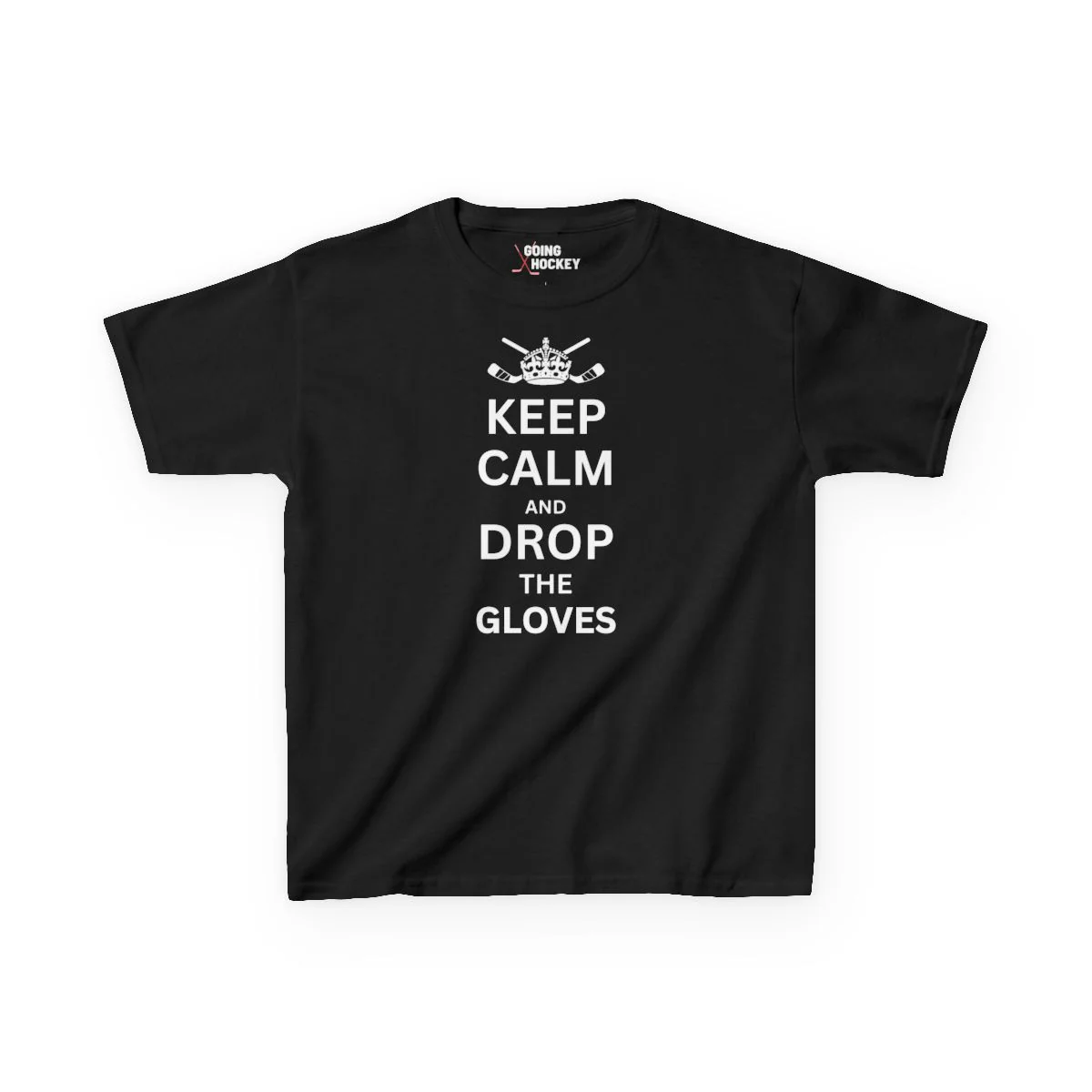 Funny Kids Hockey T-Shirt - Keep Calm And Drop The Gloves Kids Hockey Shirt - Image 2