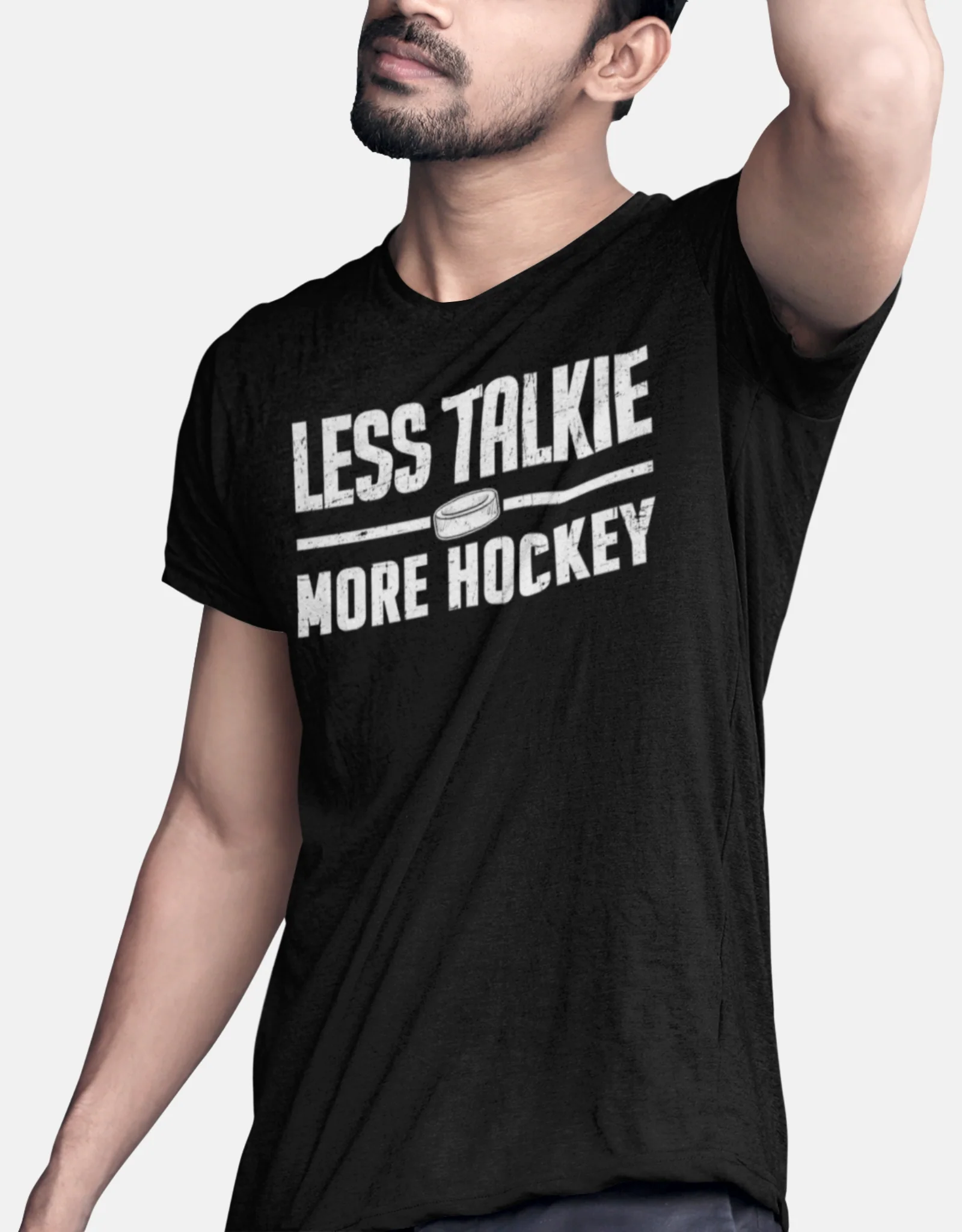 Funny Hockey T-Shirt - Less Talkie More Hockey Unisex Hockey Shirt - Image 3