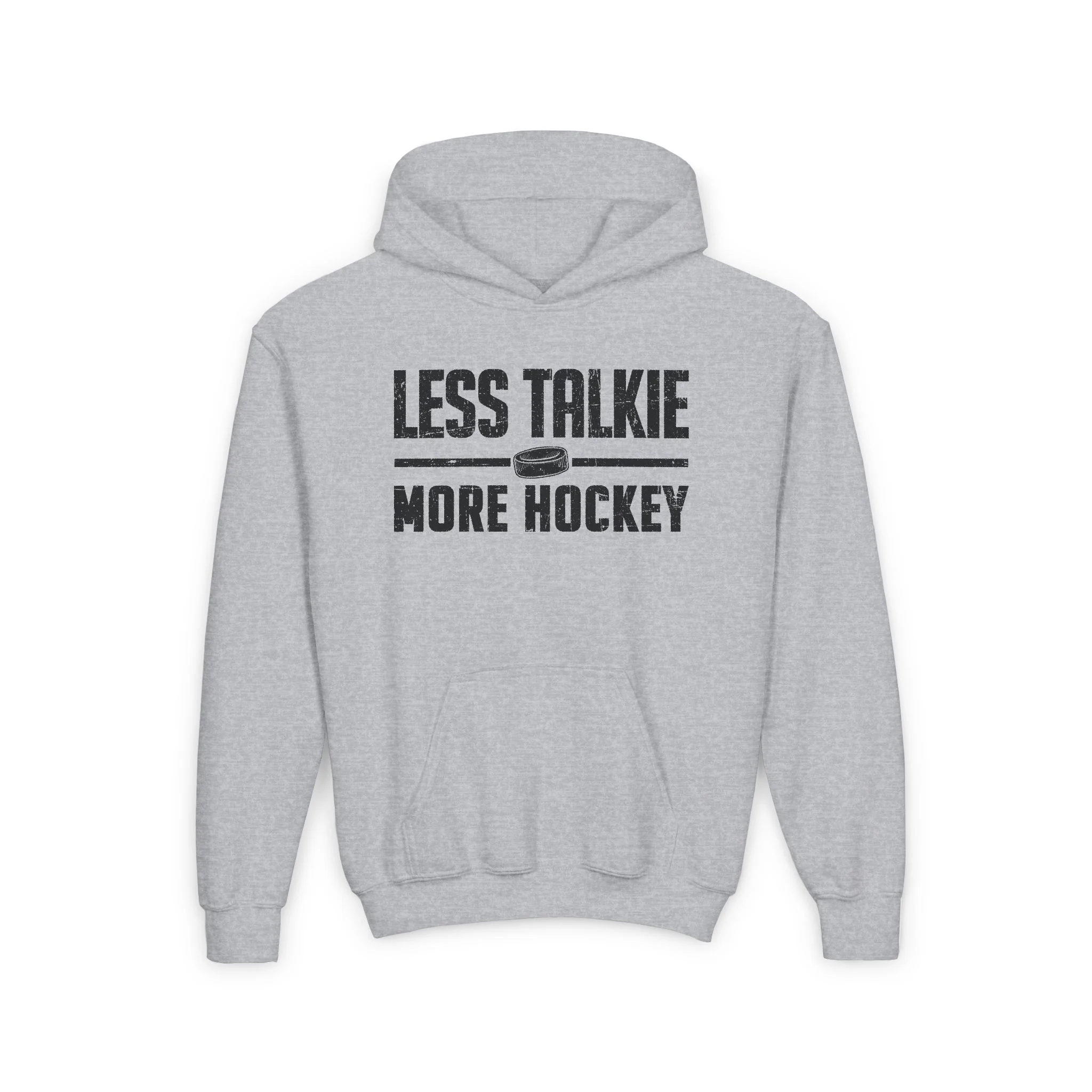 Funny Kids Hockey Hoodie - Less Talkie More Hockey Kids Hockey Hoodie