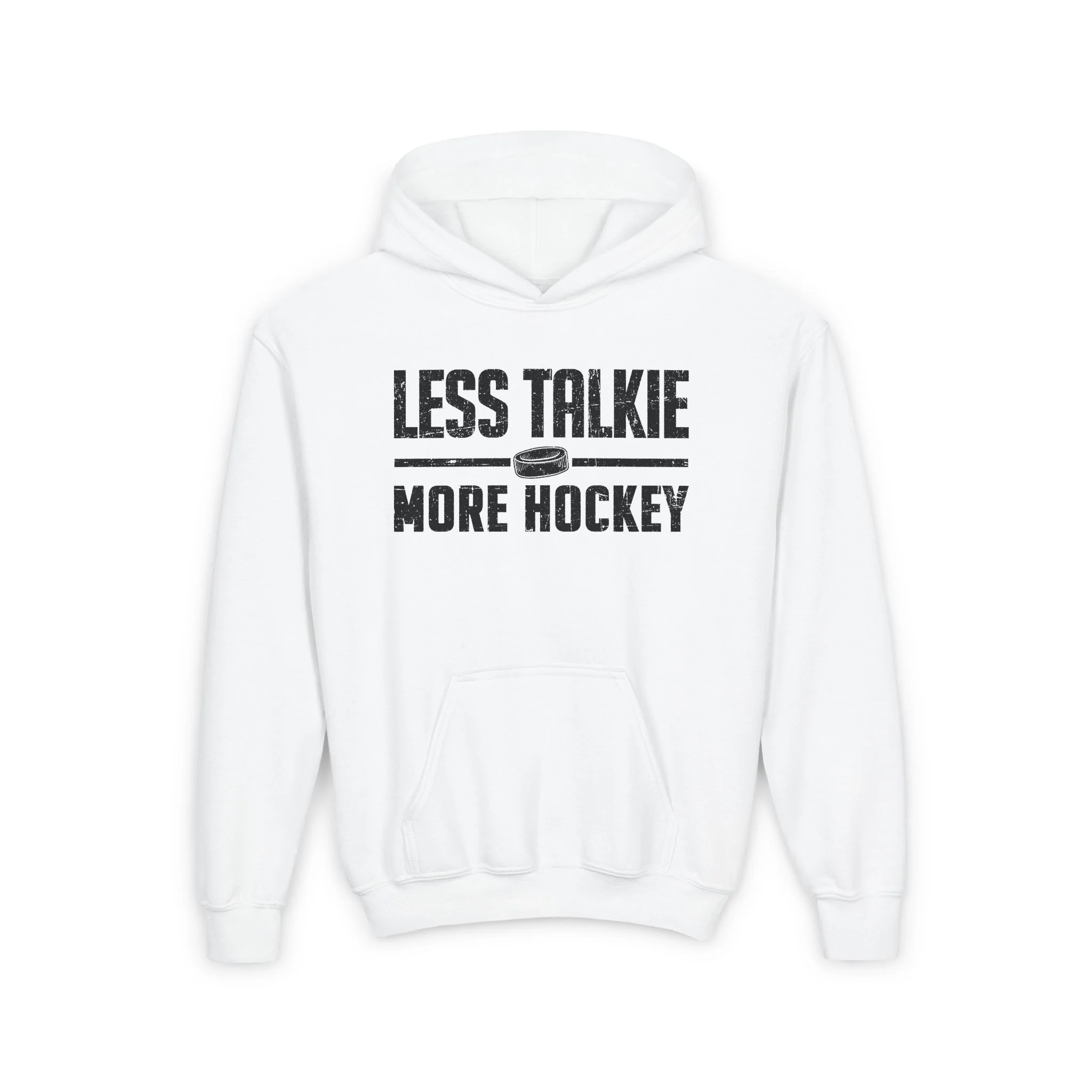Funny Kids Hockey Hoodie - Less Talkie More Hockey Kids Hockey Hoodie - Image 2