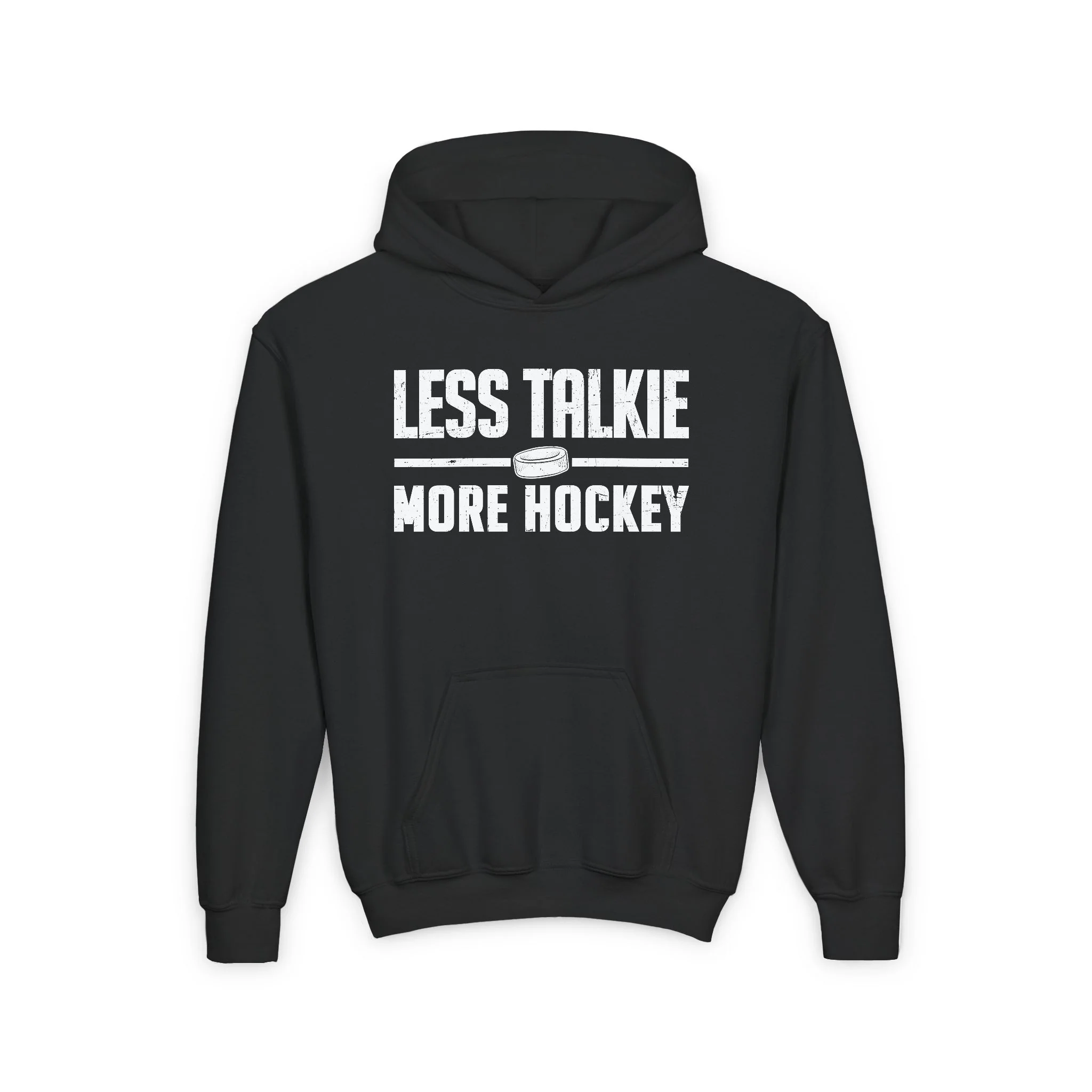 Funny Kids Hockey Hoodie - Less Talkie More Hockey Kids Hockey Hoodie - Image 3