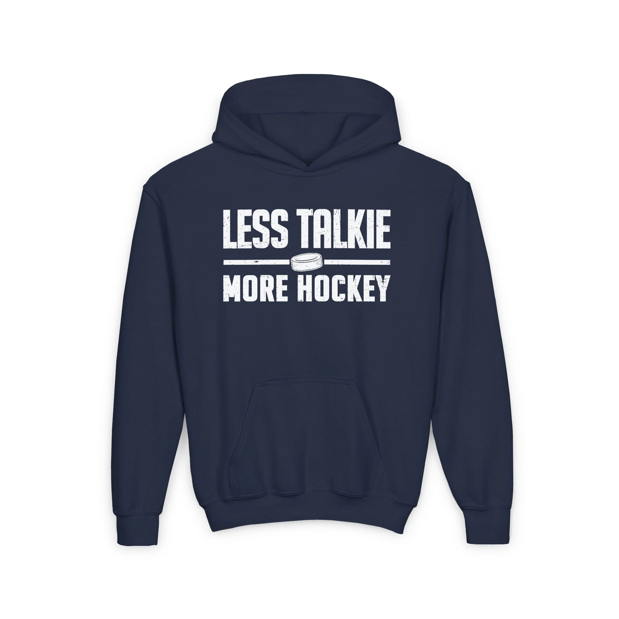 Funny Kids Hockey Hoodie - Less Talkie More Hockey Kids Hockey Hoodie - Image 5