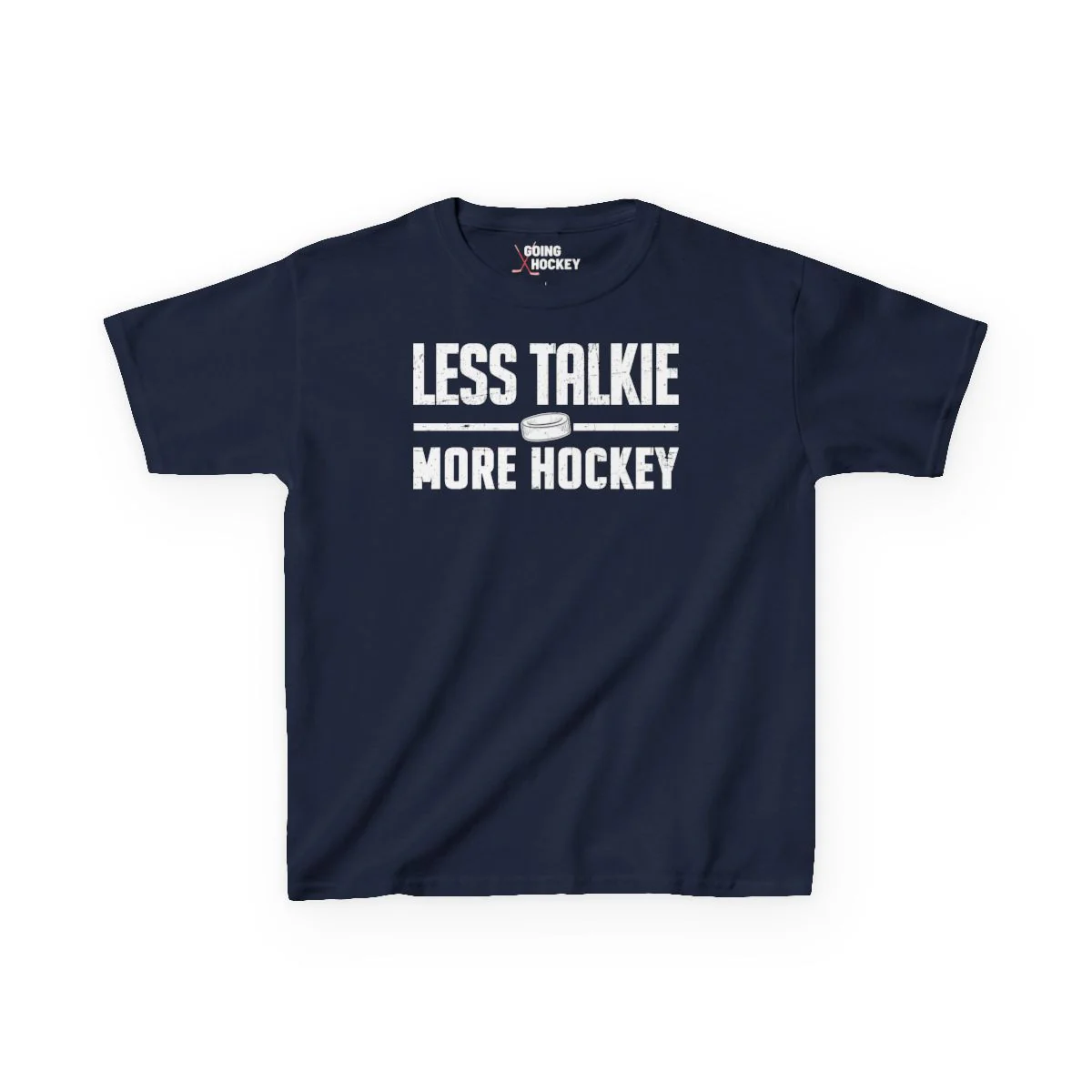Funny Kids Hockey T-Shirt - Less Talkie More Hockey Kids Hockey Shirt - Image 2