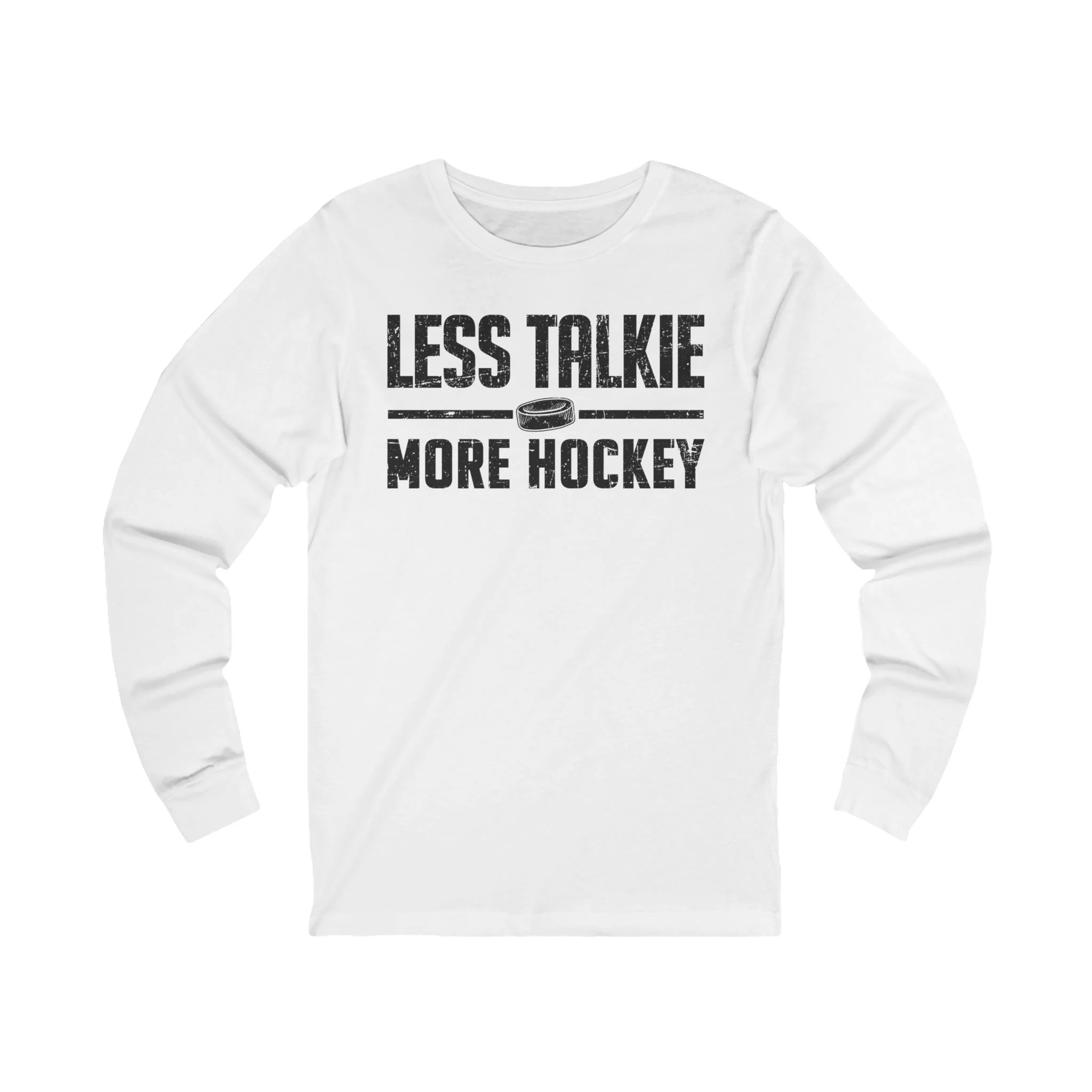 Funny Hockey Long Sleeve T-Shirt - Less Talkie More Hockey Unisex Hockey Long Sleeve Shirt - Image 2