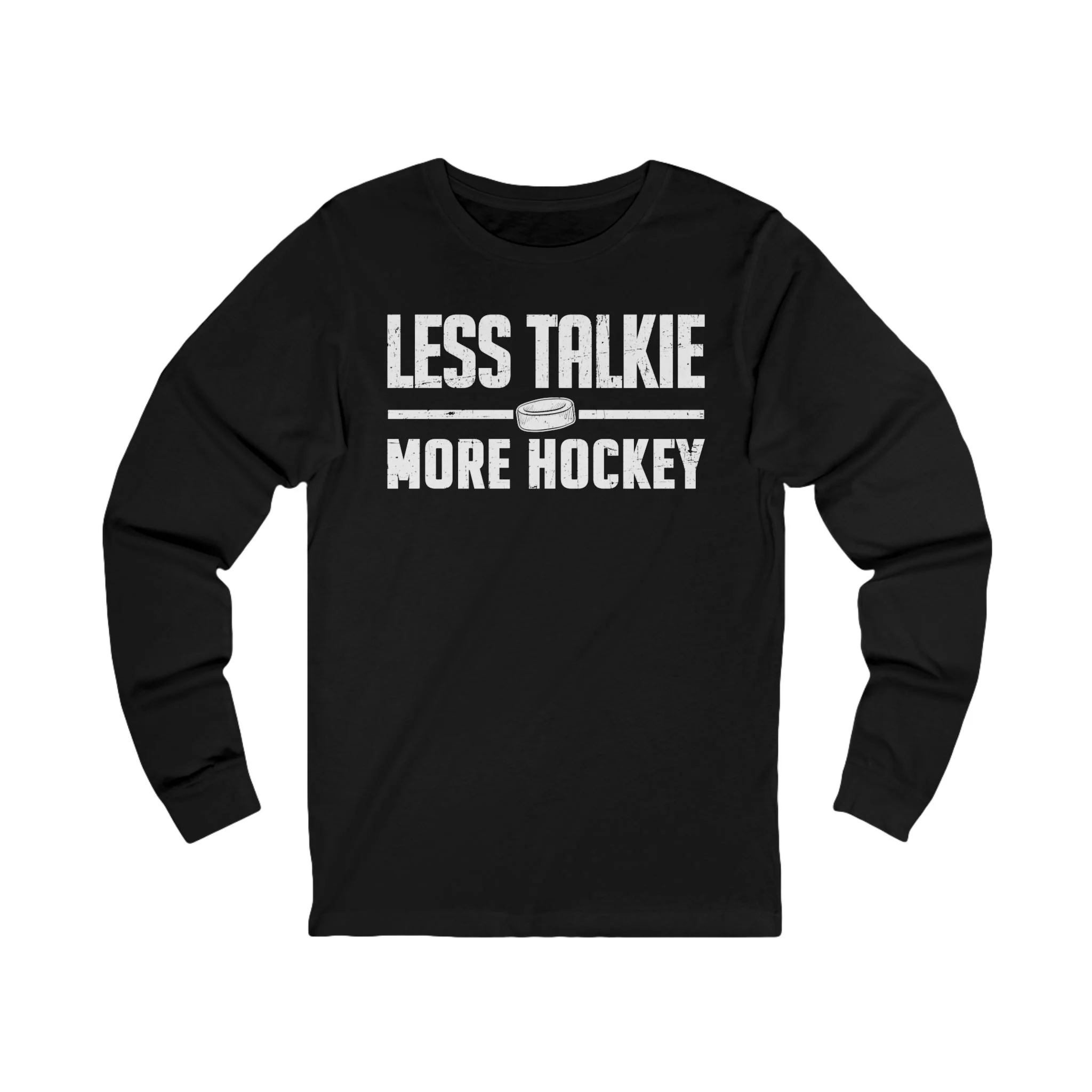 Funny Hockey Long Sleeve T-Shirt - Less Talkie More Hockey Unisex Hockey Long Sleeve Shirt - Image 3