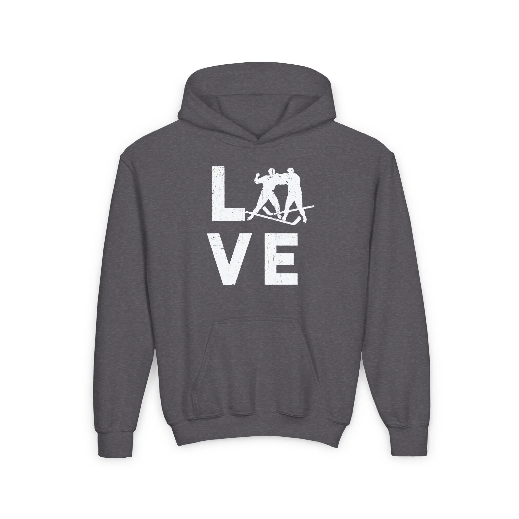 Funny Kids Hockey Hoodie - Love Hockey Kids Hockey Hoodie - Image 4