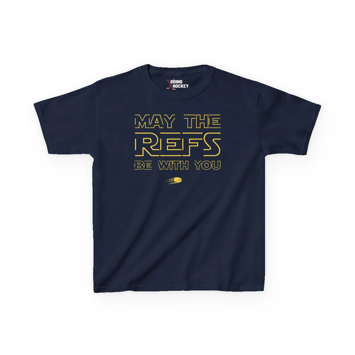 Funny Kids Hockey T-Shirt - May The Refs Be With You Kids Hockey Shirt - Image 2