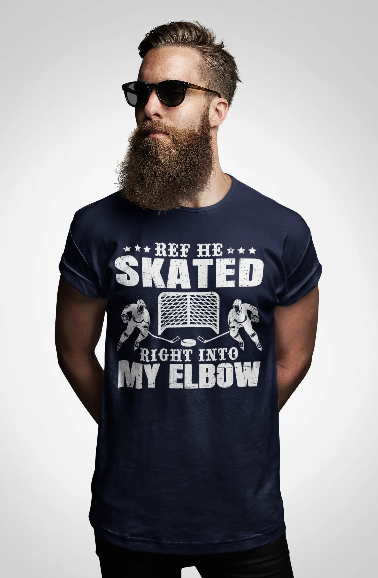 Funny Hockey T-Shirt - Ref He Skated Right Into My Elbow Unisex Hockey Shirt - Image 2