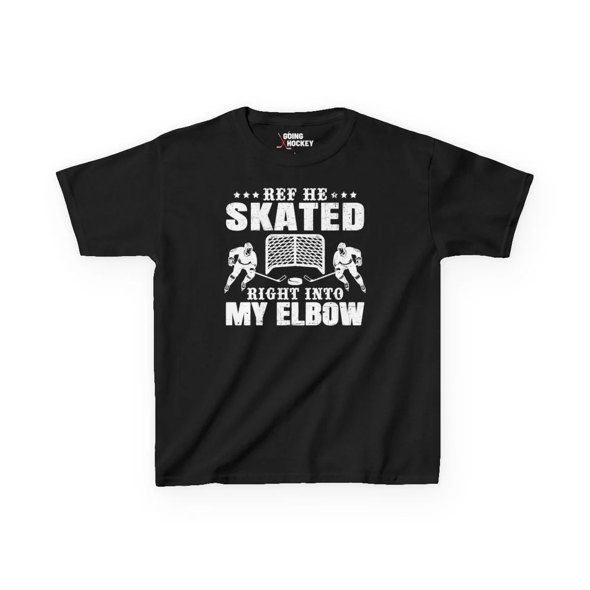 Funny Kids Hockey T-Shirt - Ref He Skated Right Into My Elbow Kids Hockey Shirt