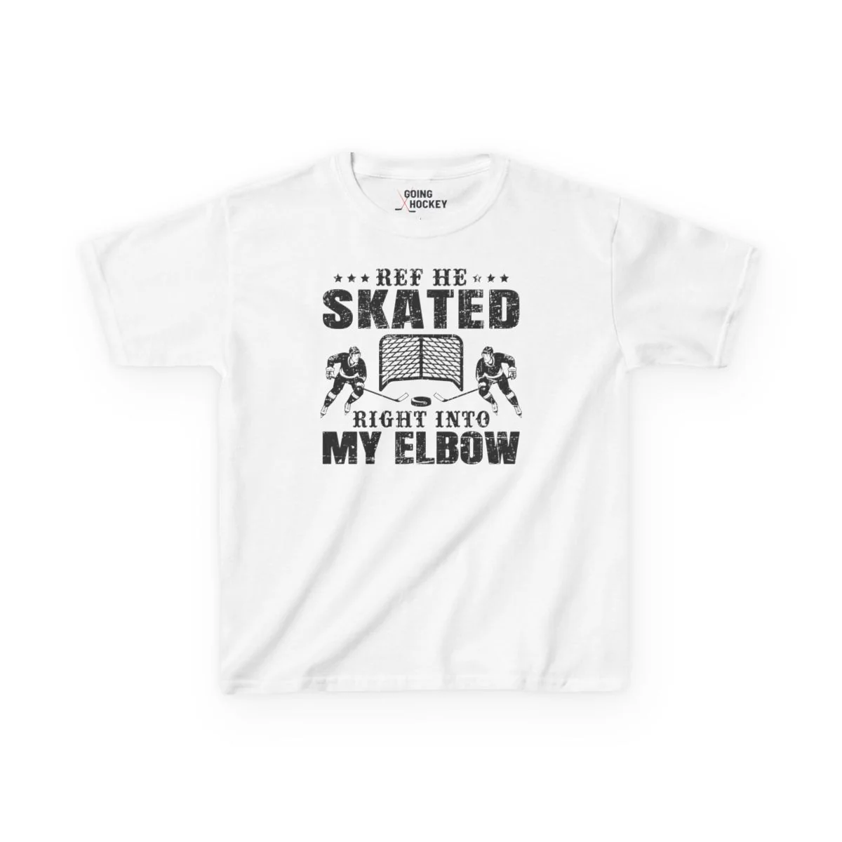 Funny Kids Hockey T-Shirt - Ref He Skated Right Into My Elbow Kids Hockey Shirt - Image 3