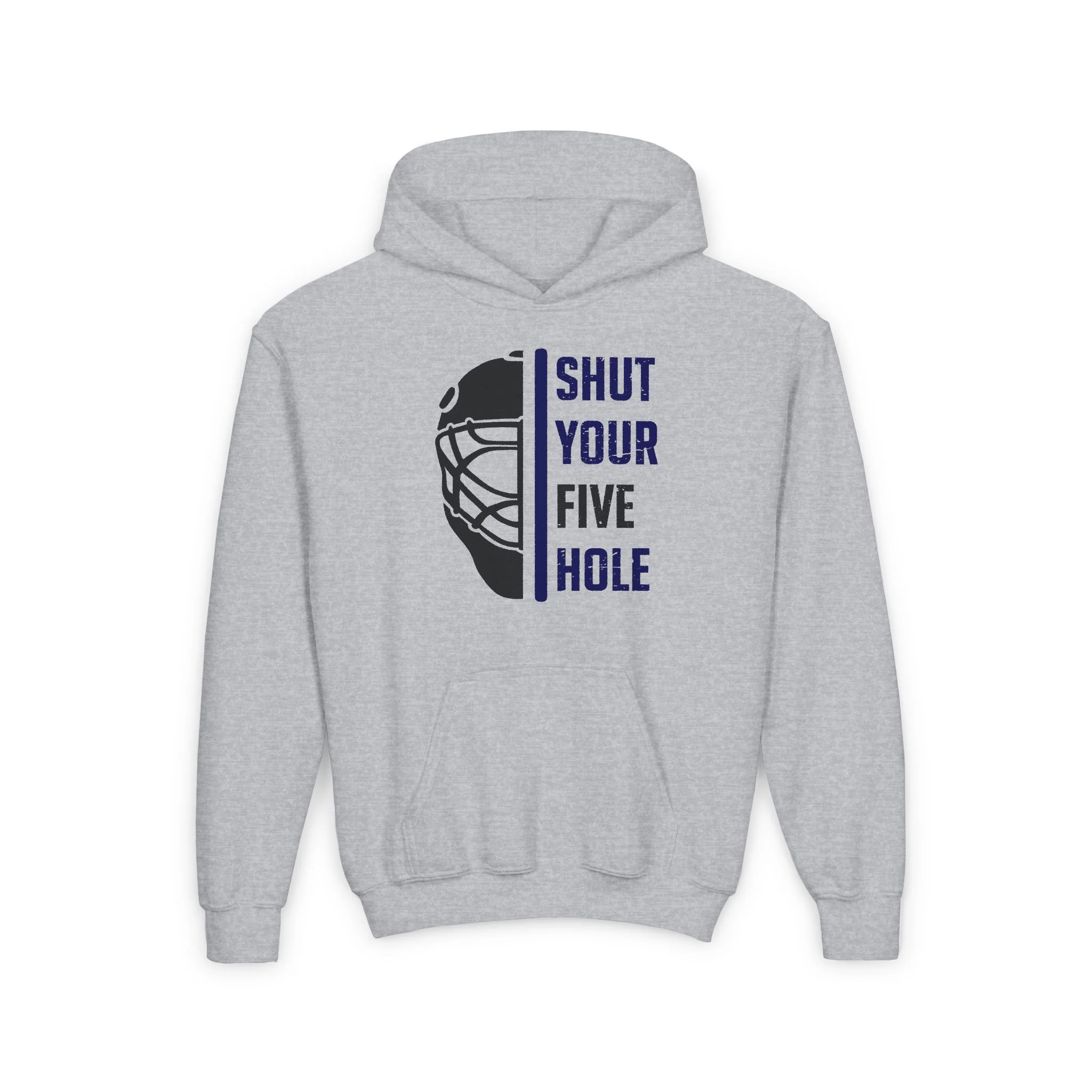 Funny Kids Hockey Hoodie - Shut Your Five Hole Kids Hockey Hoodie - Image 4
