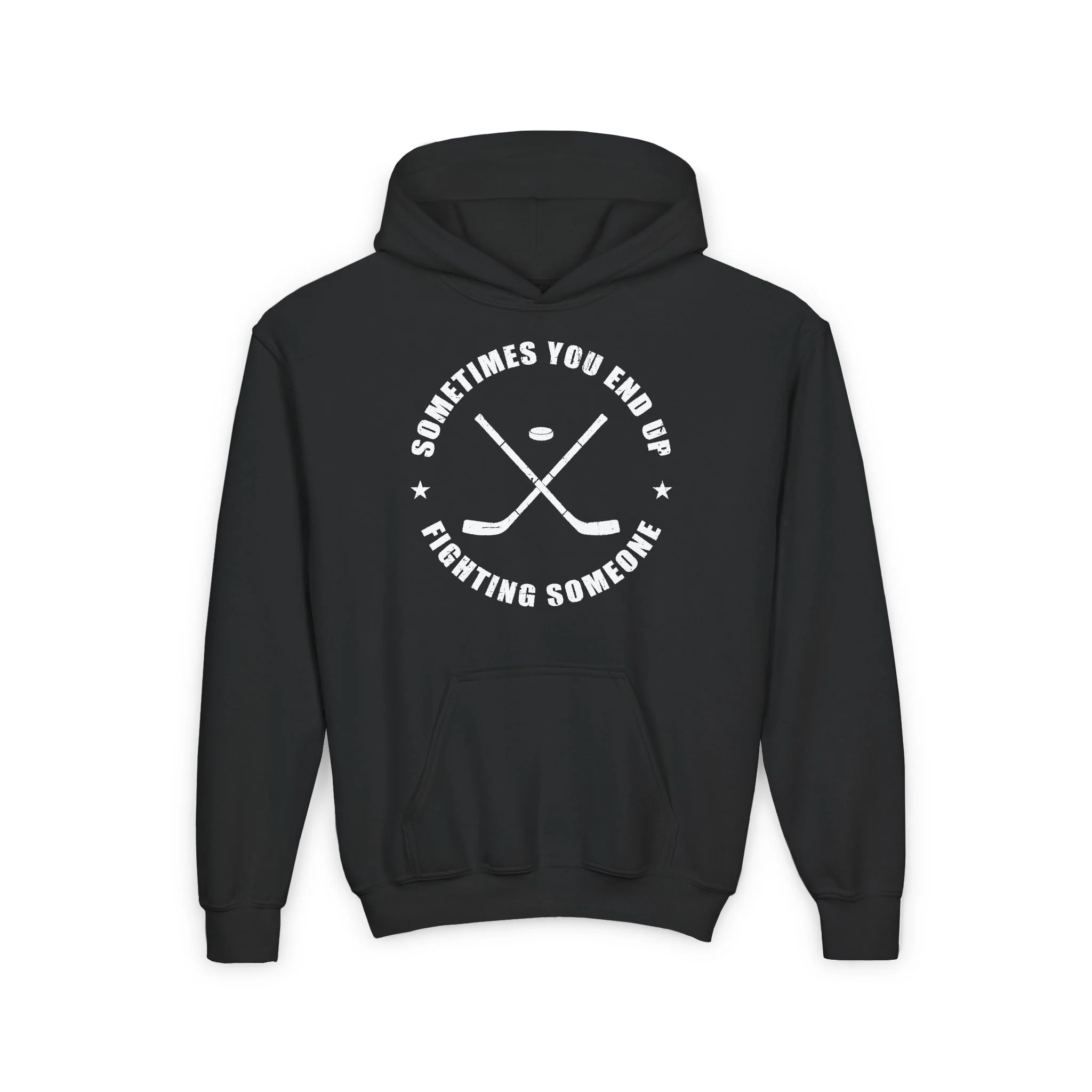 Funny Kids Hockey Hoodie - Sometimes You End Up Fighting Someone Kids Hockey Hoodie