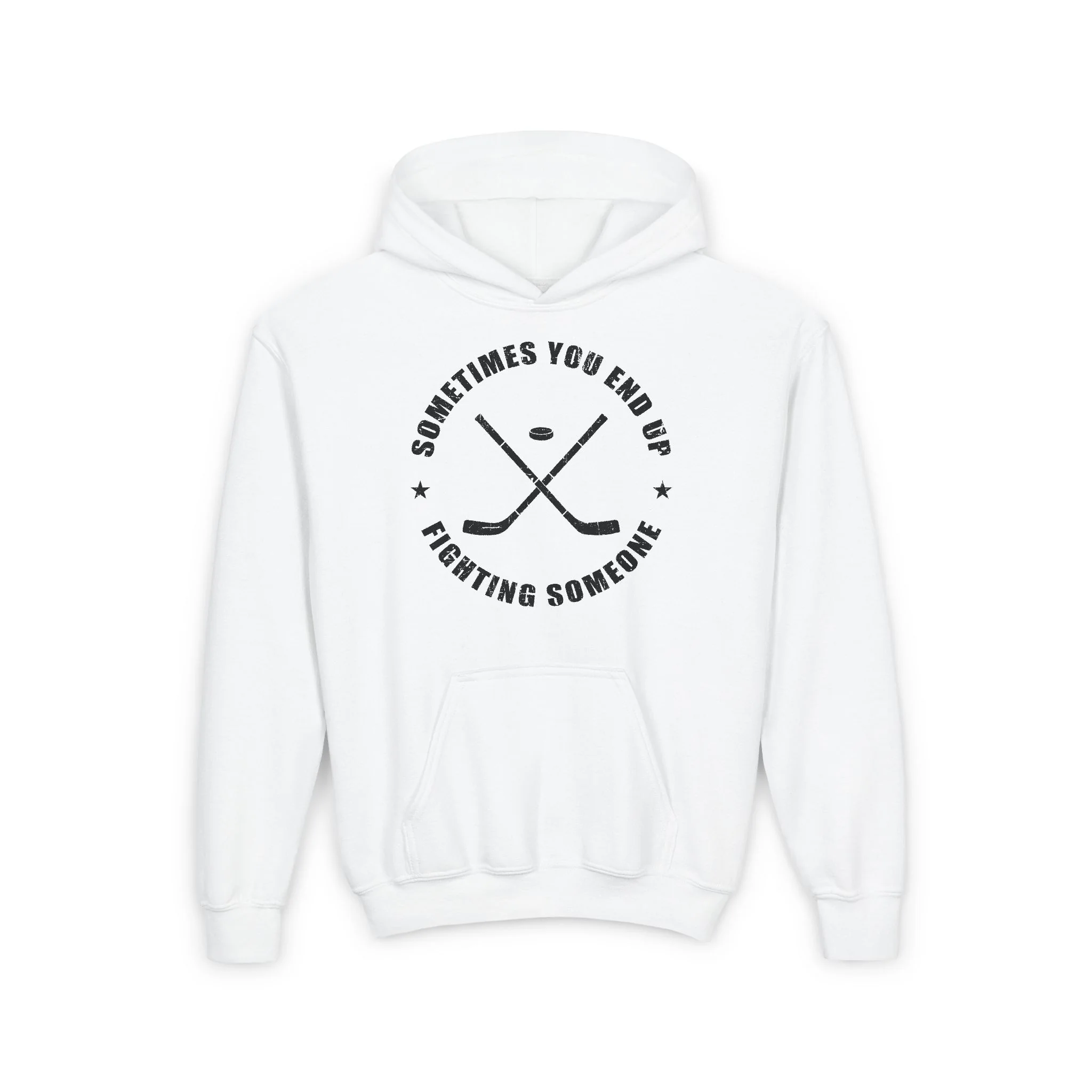 Funny Kids Hockey Hoodie - Sometimes You End Up Fighting Someone Kids Hockey Hoodie - Image 2