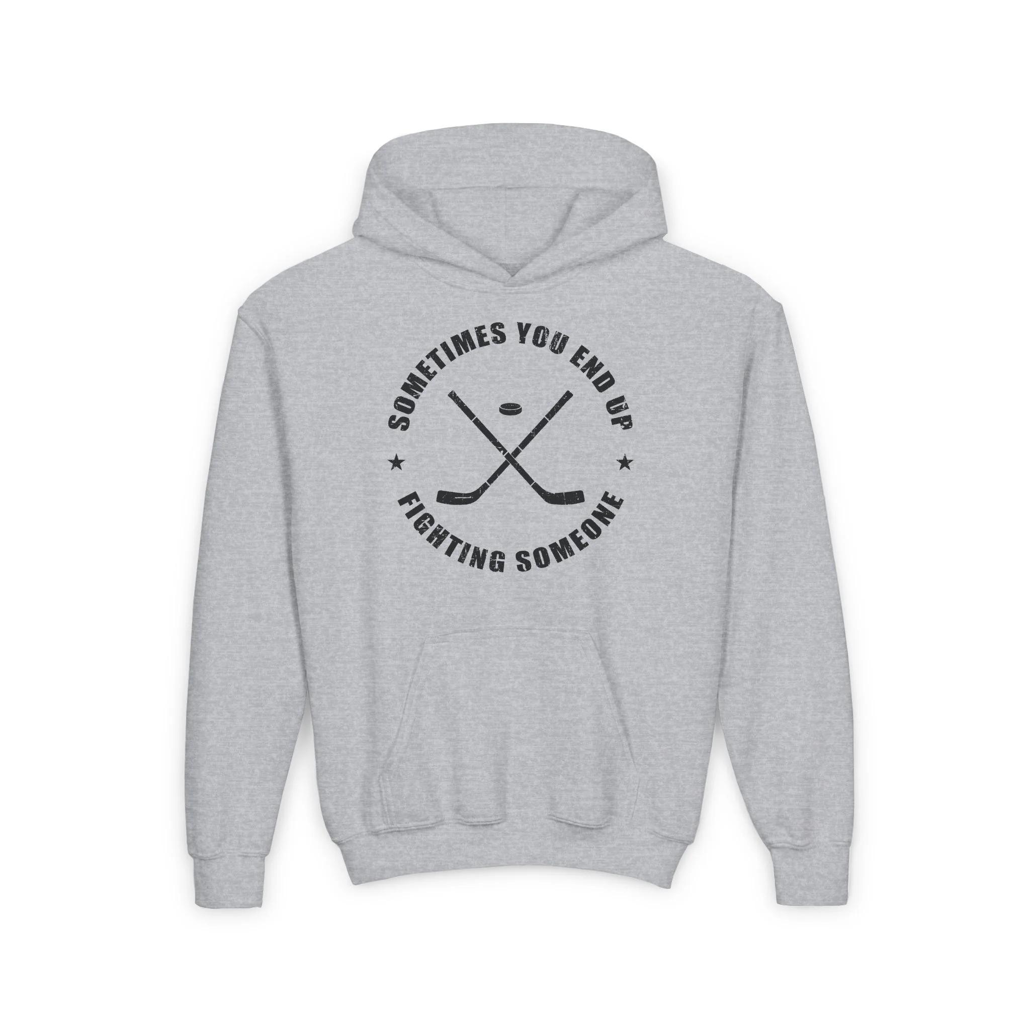 Funny Kids Hockey Hoodie - Sometimes You End Up Fighting Someone Kids Hockey Hoodie - Image 3