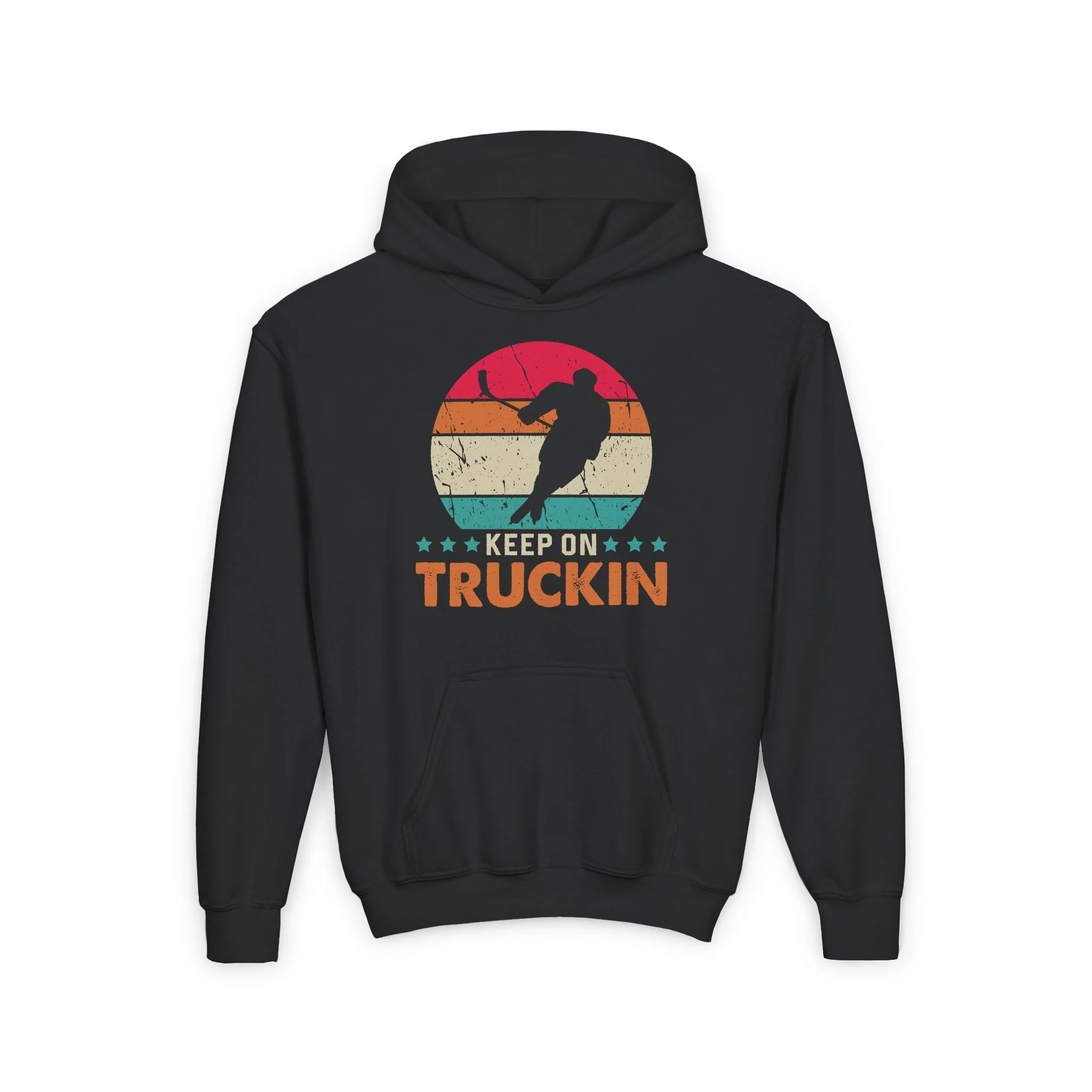 Funny Kids Hockey Hoodie - Keep On Truckin Kids Hockey Hoodie