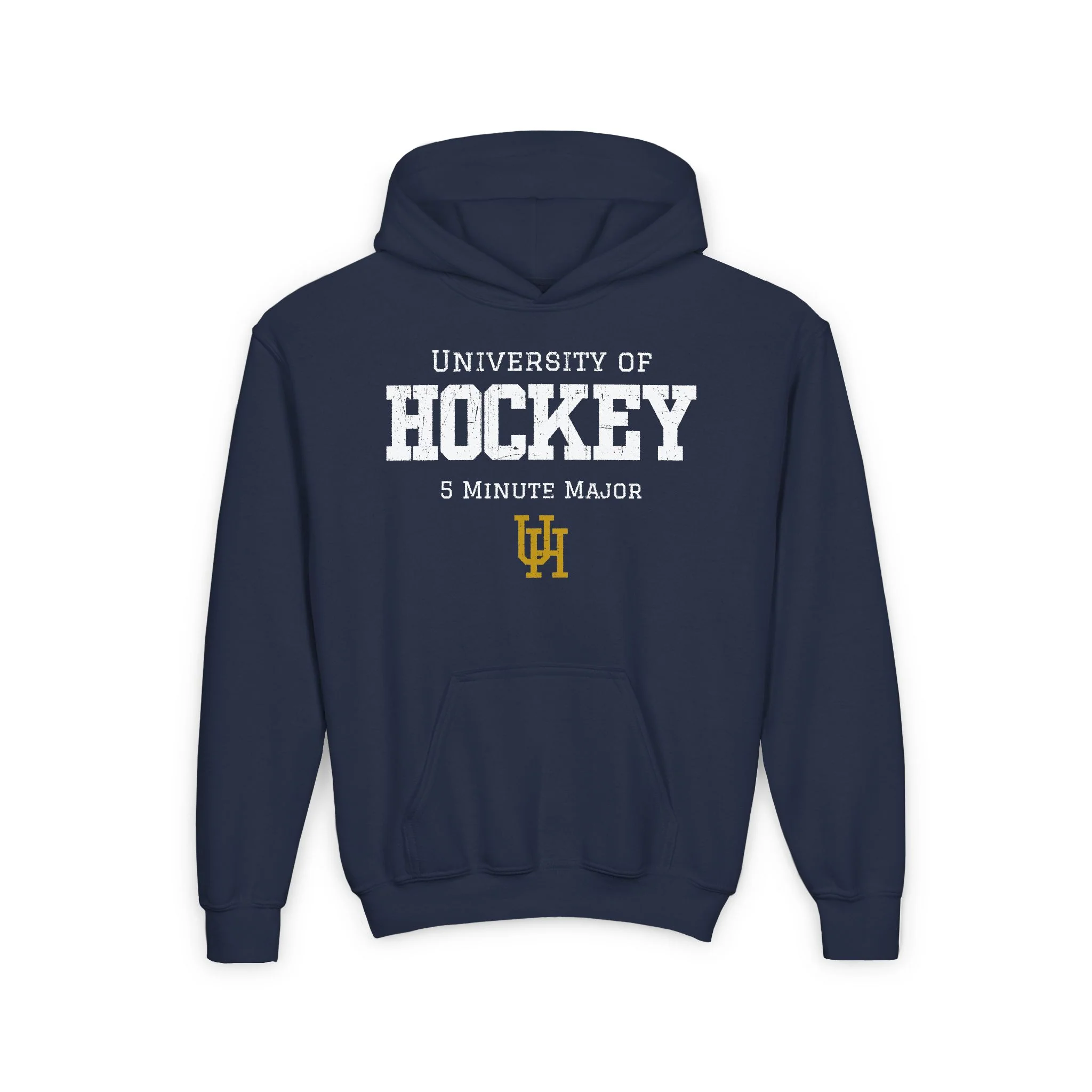 Funny Kids Hockey Hoodie - University of Hockey 5 Minute Major Kids Hockey Hoodie