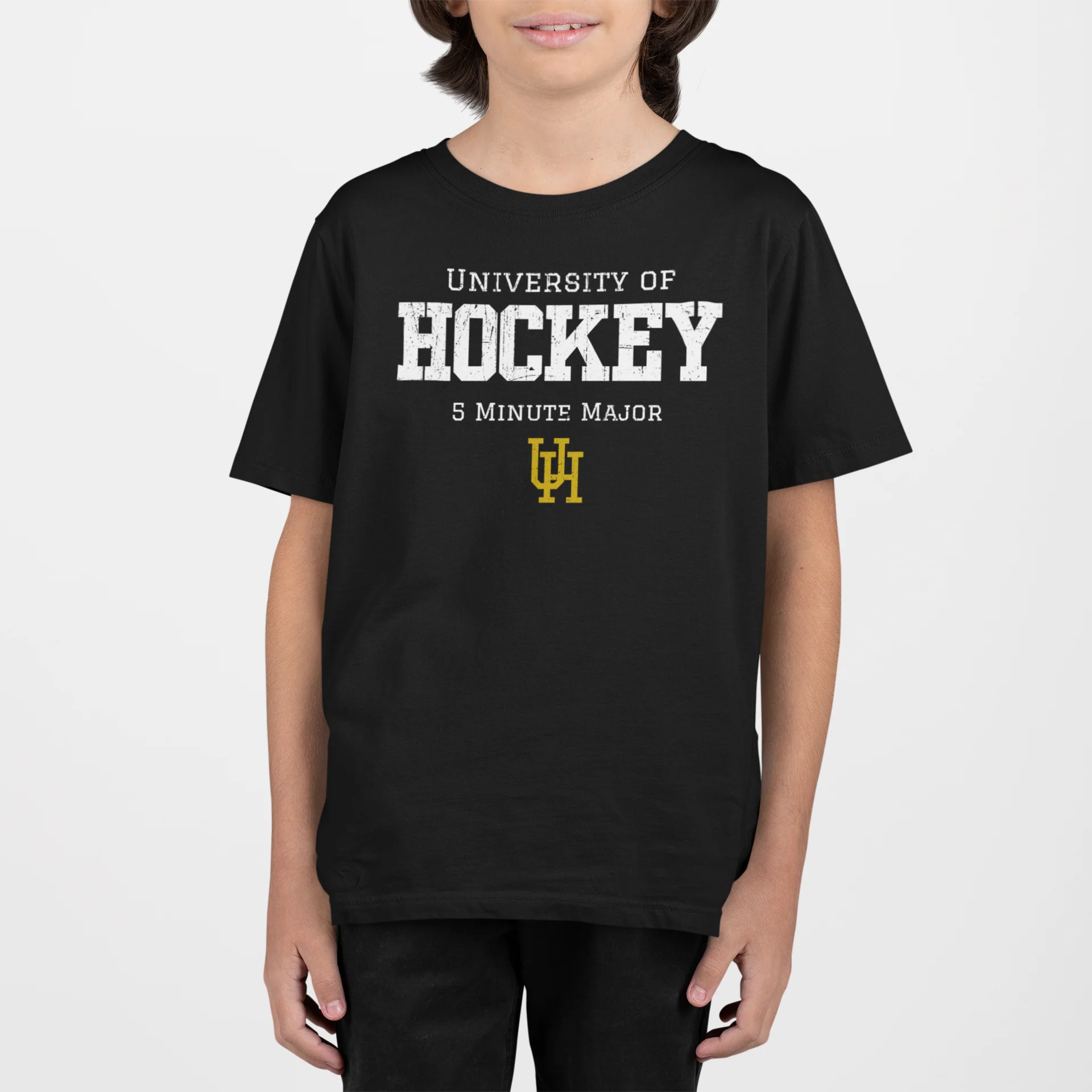 Funny Kids Hockey T-Shirt - University of Hockey 5 Minute Major Kids Hockey Shirt - Image 3