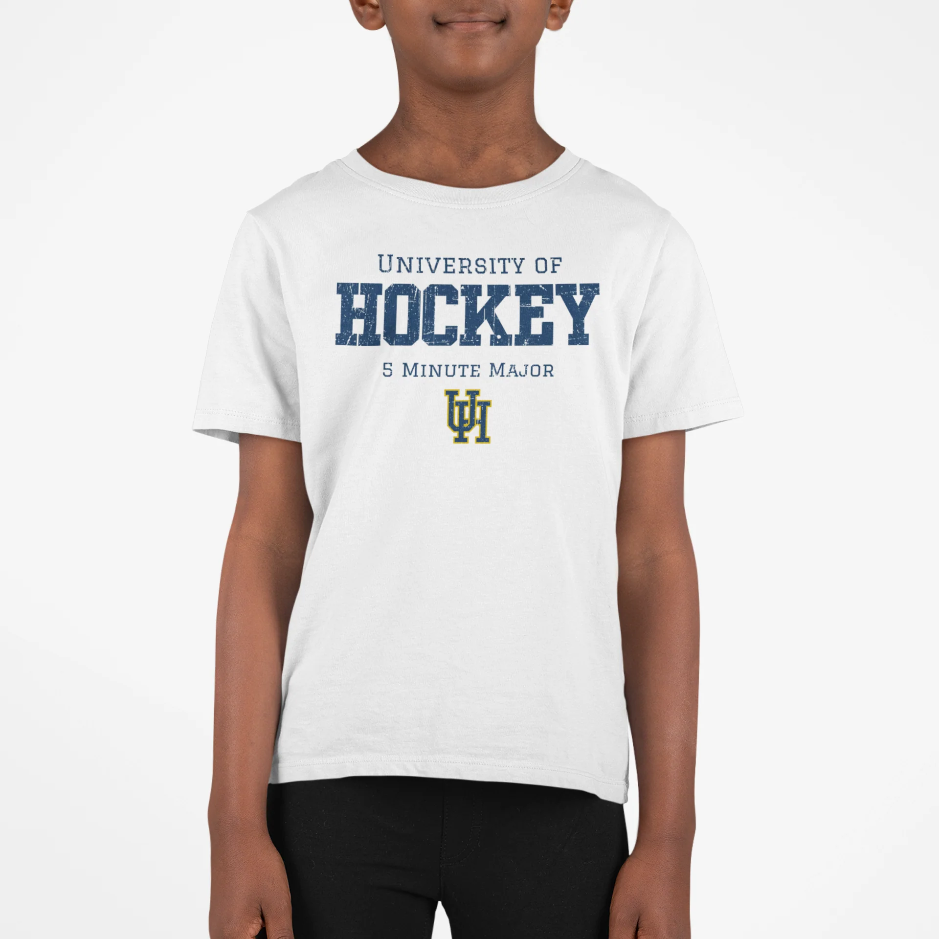 Funny Kids Hockey T-Shirt - University of Hockey 5 Minute Major Kids Hockey Shirt - Image 4