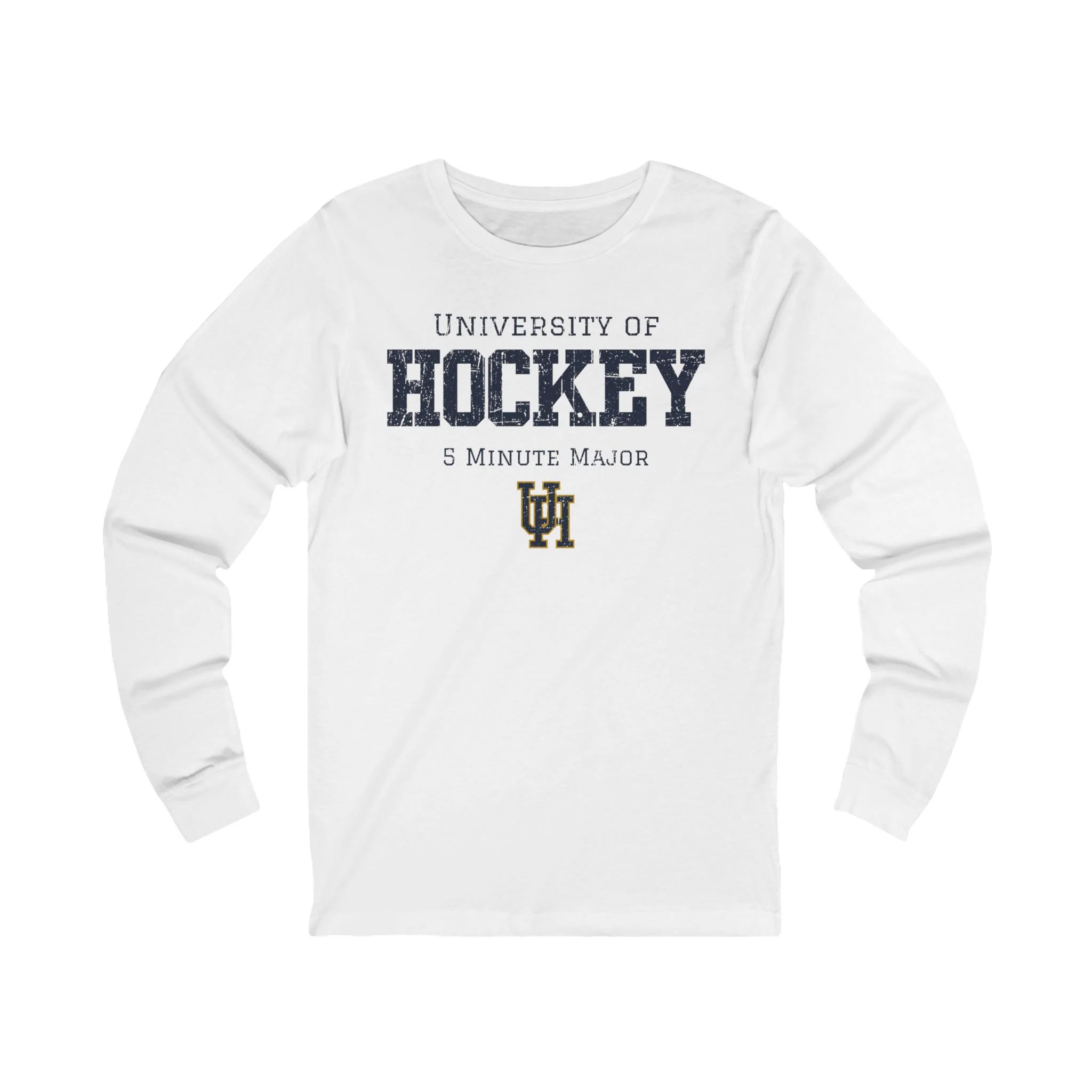 Funny Hockey Long Sleeve T-Shirt - University of Hockey 5 Minute Major Unisex Hockey Long Sleeve Shirt - Image 2