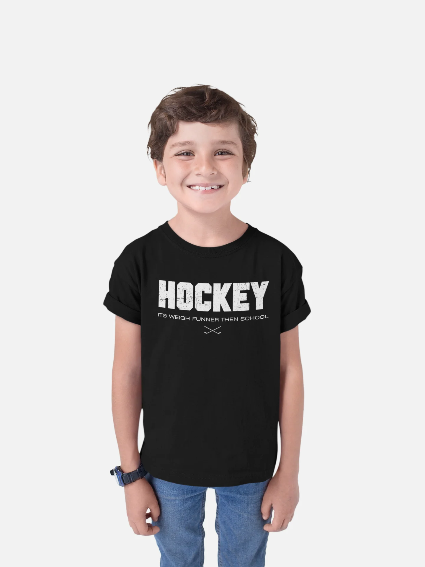 Funny Kids Hockey T-Shirt - Its Weigh Funner Then School Kids Hockey Shirt - Image 6