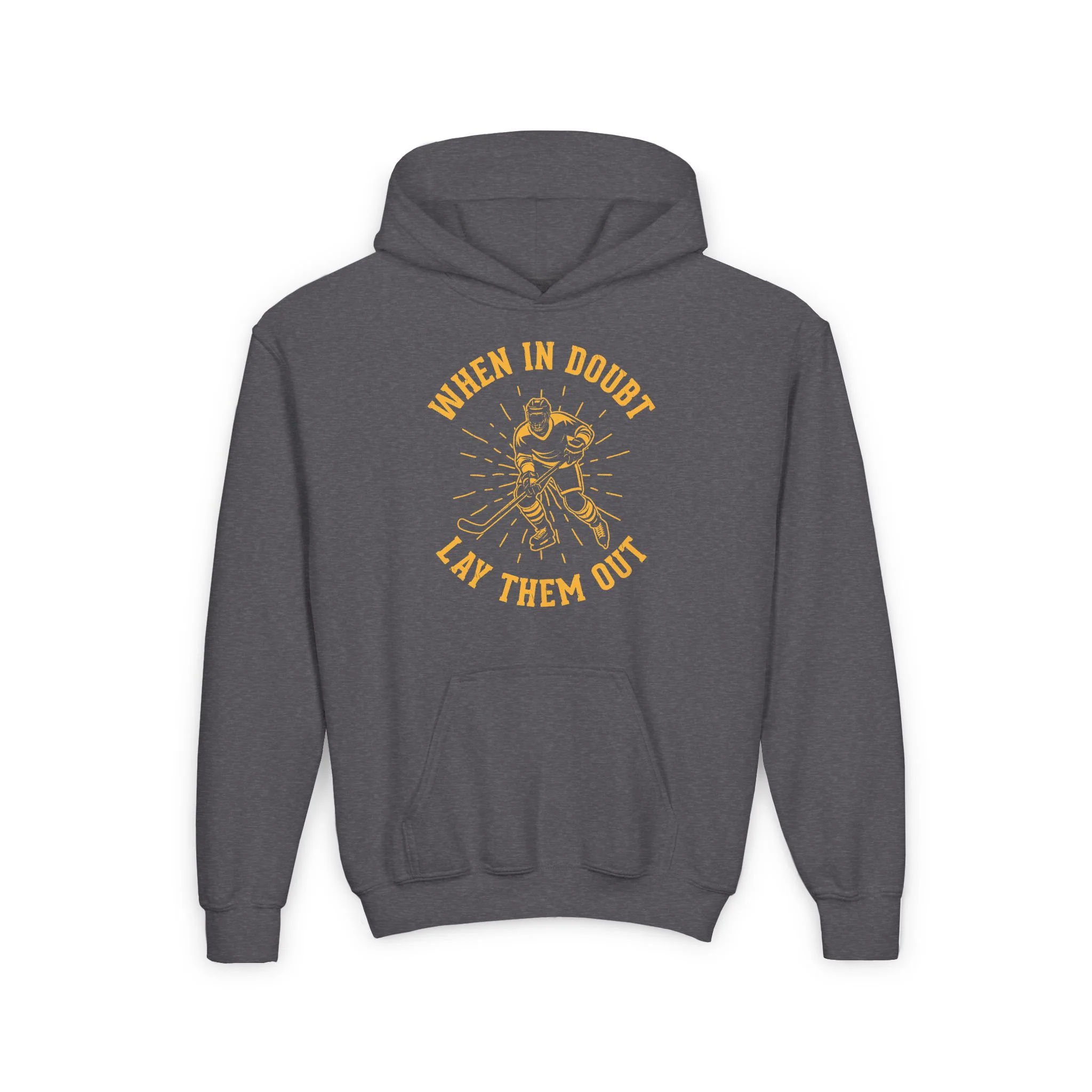 Funny Kids Hockey Hoodie - When In Doubt Lay Them Out Kids Hockey Hoodie - Image 2