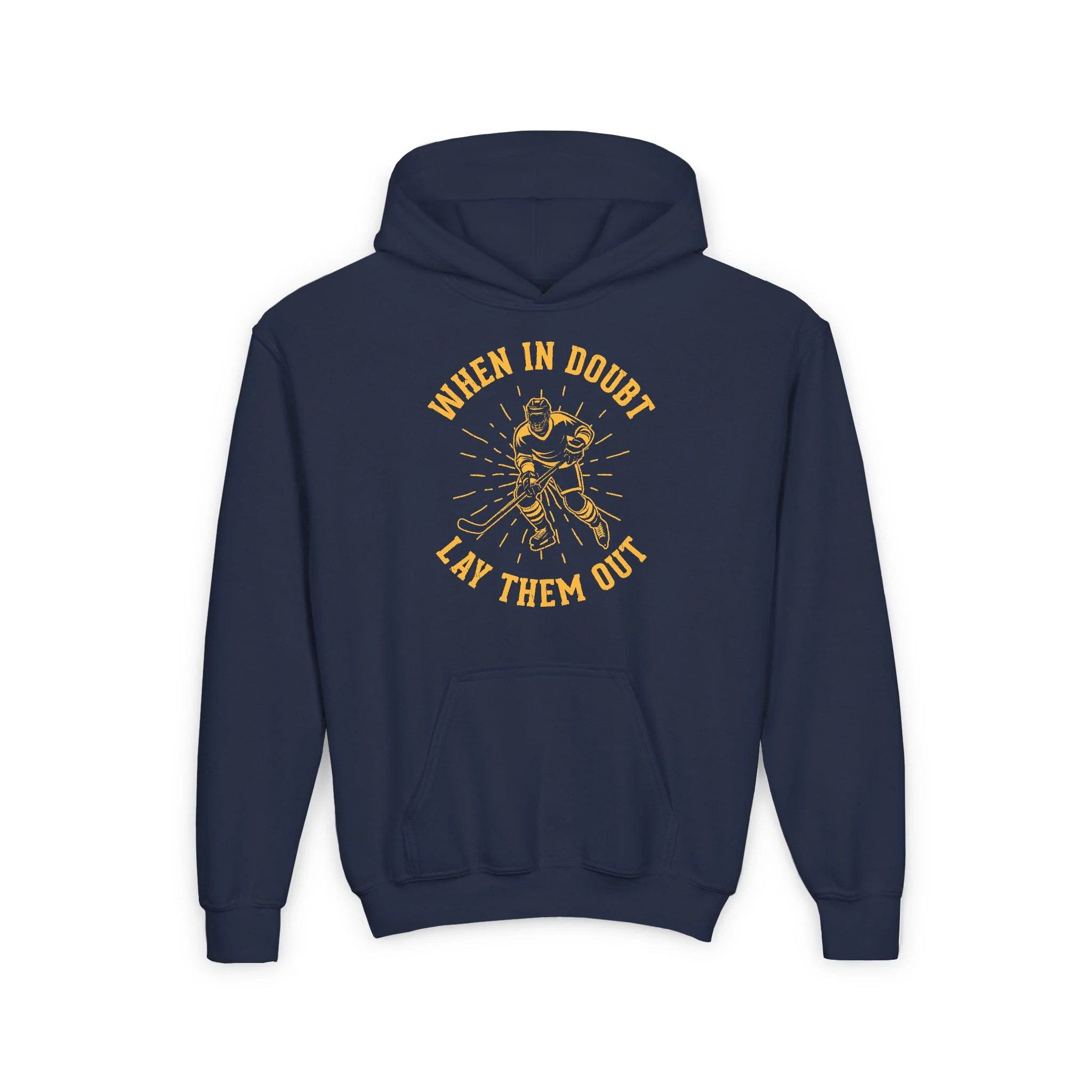 Funny Kids Hockey Hoodie - When In Doubt Lay Them Out Kids Hockey Hoodie - Image 3