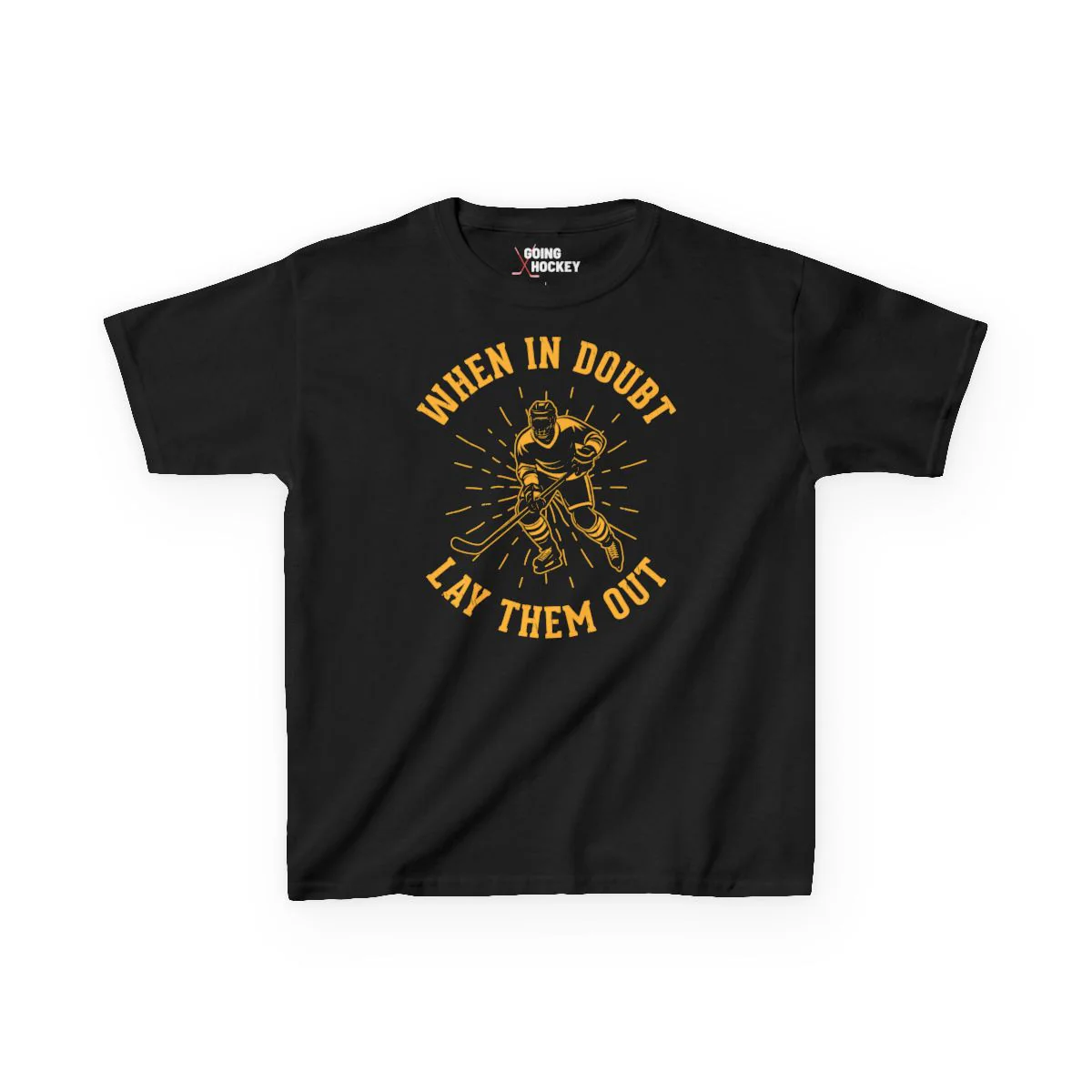Funny Kids Hockey T-Shirt - When In Doubt Lay Them Out Kids Hockey Shirt