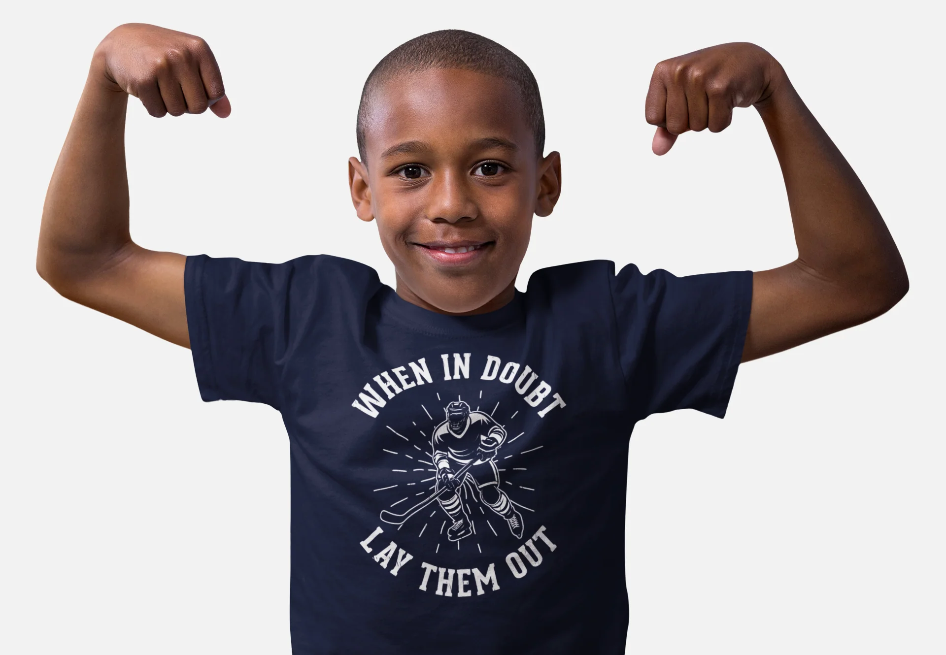 Funny Kids Hockey T-Shirt - When In Doubt Lay Them Out Kids Hockey Shirt - Image 4