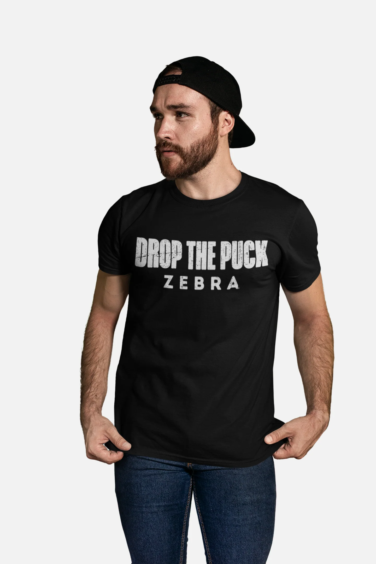Funny Hockey T-Shirt - Drop The Puck Zebra Unisex Hockey Shirt - Image 4
