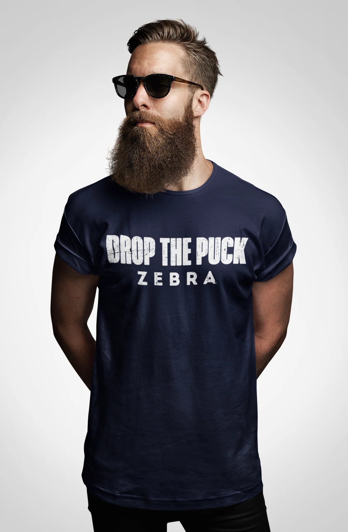 Funny Hockey T-Shirt - Drop The Puck Zebra Unisex Hockey Shirt - Image 8