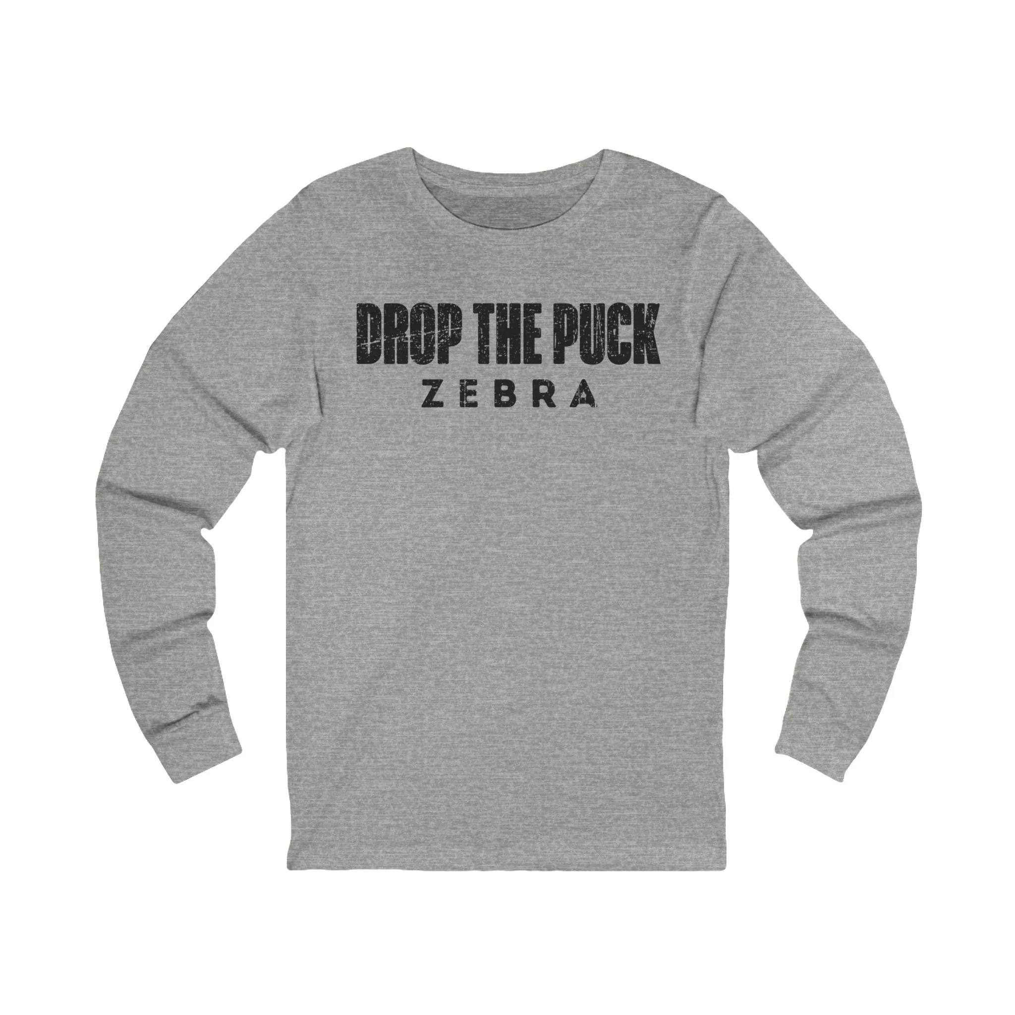 Funny Hockey Long Sleeve T-Shirt - Drop The Puck Zebra Unisex Hockey Long Sleeve Shirt - Image 4